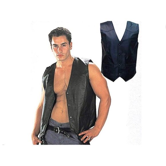 Camel Branded Garments INC Black Leather Vest Size L - Picture 1 of 11